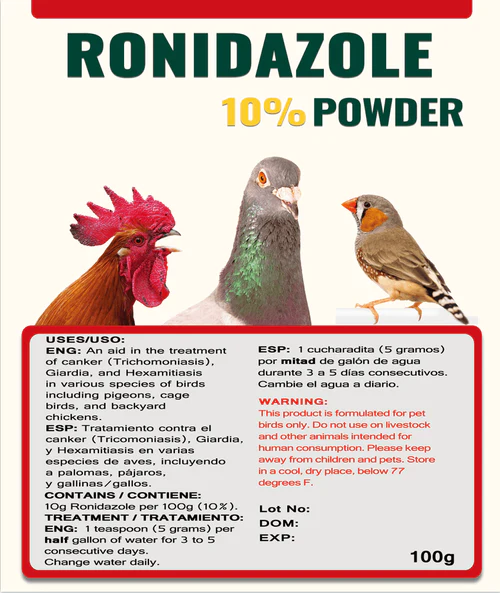 Ronidazole 10% for treating protozoa in cage birds - Parasitic - Avian Medication - Lady Gouldian Finch Supplies USA