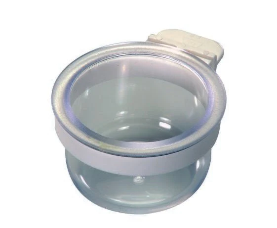 2GR Luxury Mash Feeder - clear cup with white twist in ring to hold -  Cage Accessories